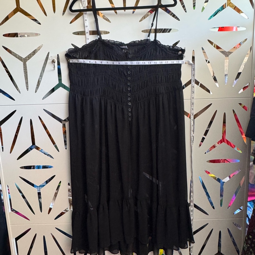 Torrid Black Sheer Overlay Dress with Ruffle Hem